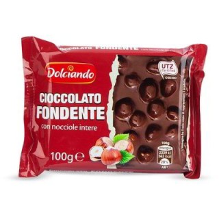 CIOCCOLATO FONDENTE CON NOCCIOLE INTERE 100 GR