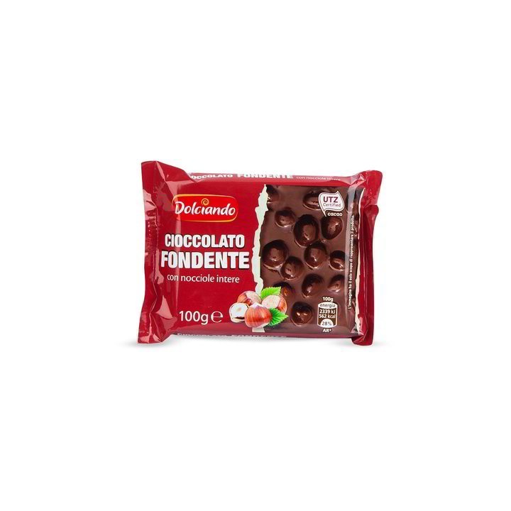 CIOCCOLATO FONDENTE CON NOCCIOLE INTERE 100 GR