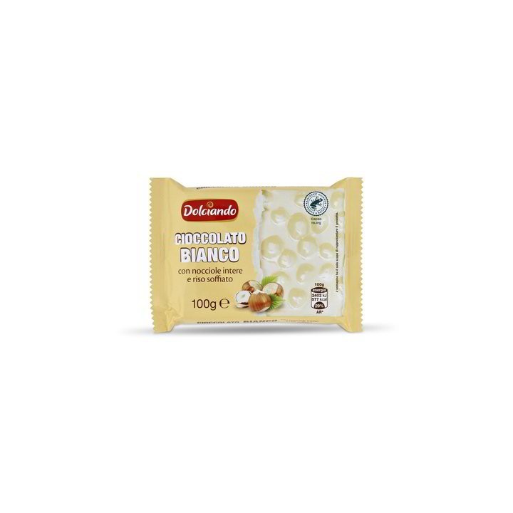 CIOCCOLATO BIANCO CON NOCCIOLE INTERE 100 GR