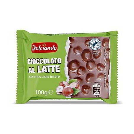 CHOCOLAT AU LAIT AUX NOISETTES ENTIÈRES 100 G