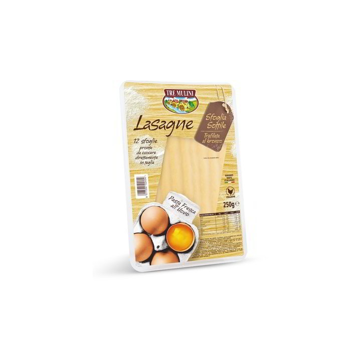 SFOGLIE SOTTILI ALL'UOVO PER LASAGNE 250 GR