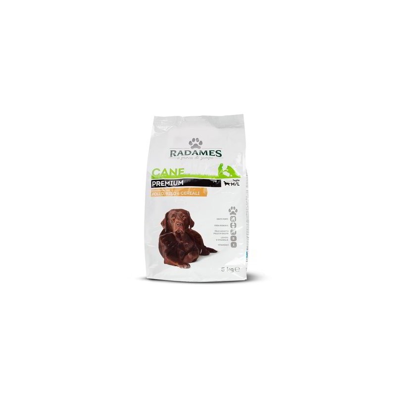 CROQUETTES PREMIUM POUR CHIENS POULET, RIZ ET CÉRÉALES 5 KG