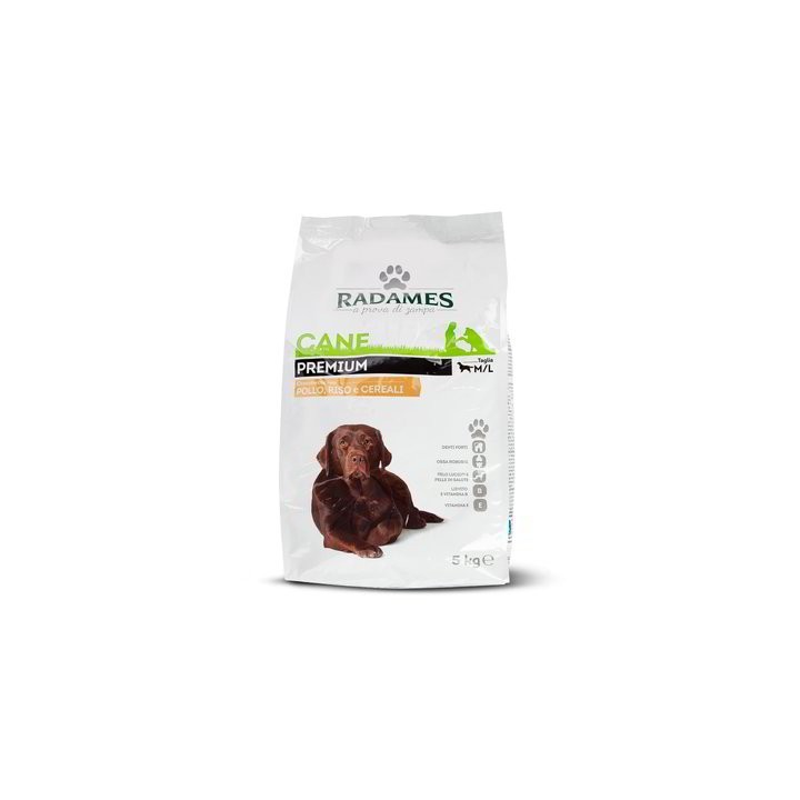 Crocchette Premium per cani con pollo riso e cereali 5 kg