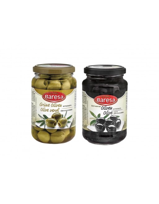 OLIVES NOIRS OU VERTES DENOYAUTEES 160GR (EG) - 340GR